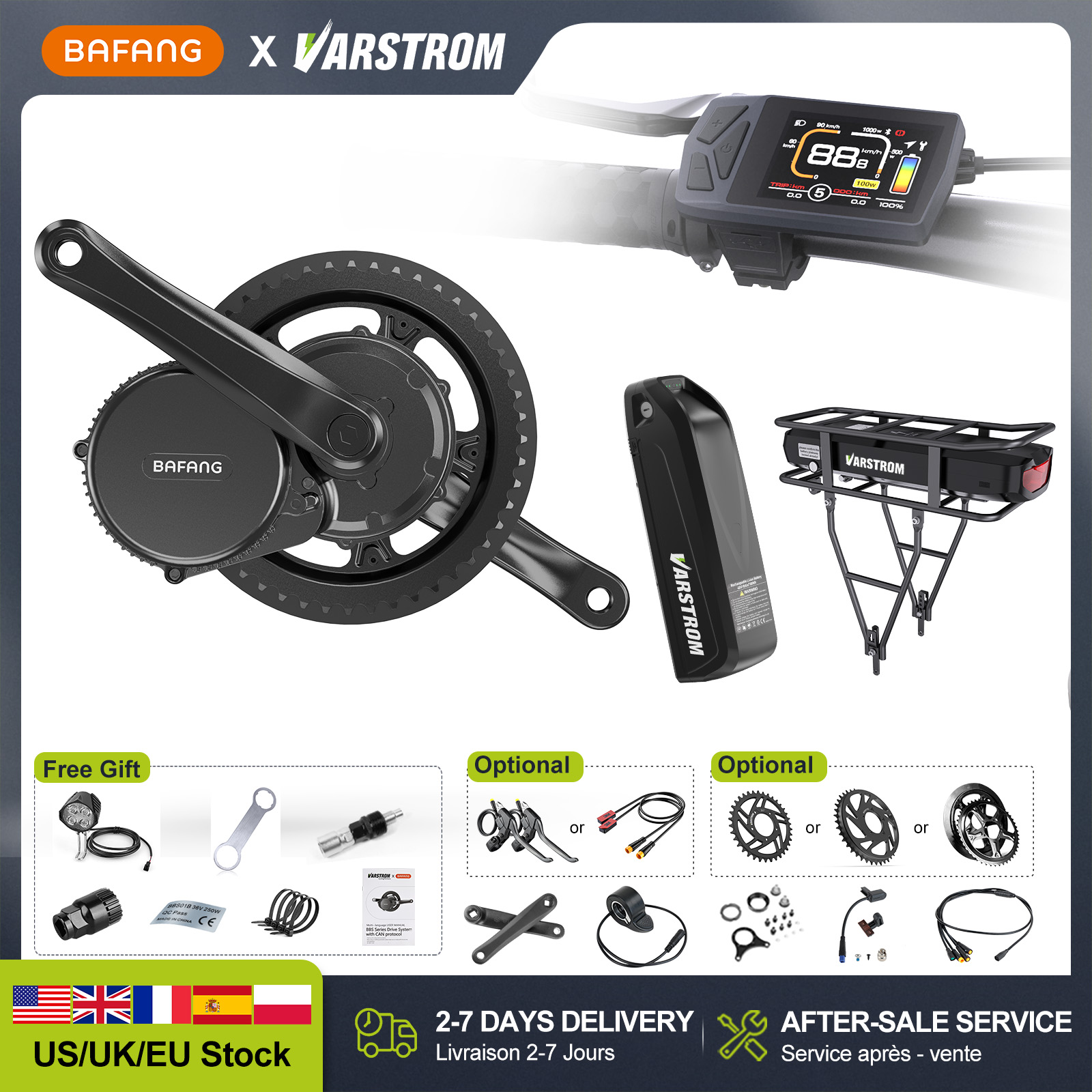 Bafang Bbshd 1000W Conversion Kit - [US Direct] ชุดมอเตอร์ขับเคลื่อนกลาง BAFANG 48V 500W750W/1000W