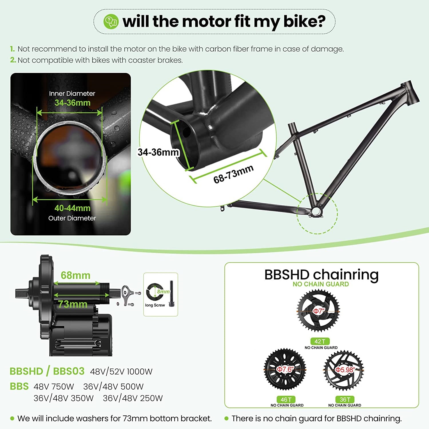 Bafang UART 48 V/52 V 1000W กล - Mid Drive Motor Kit 52V 1000W บทวิจารณ์และราคา