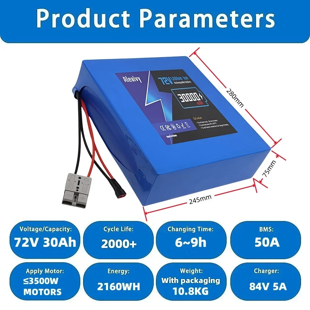 72V 30Ah แบตเตอรี่ลิเธียม 2170 - Electric Bicycle Battery 72V 30Ah บทวิจารณ์และราคา